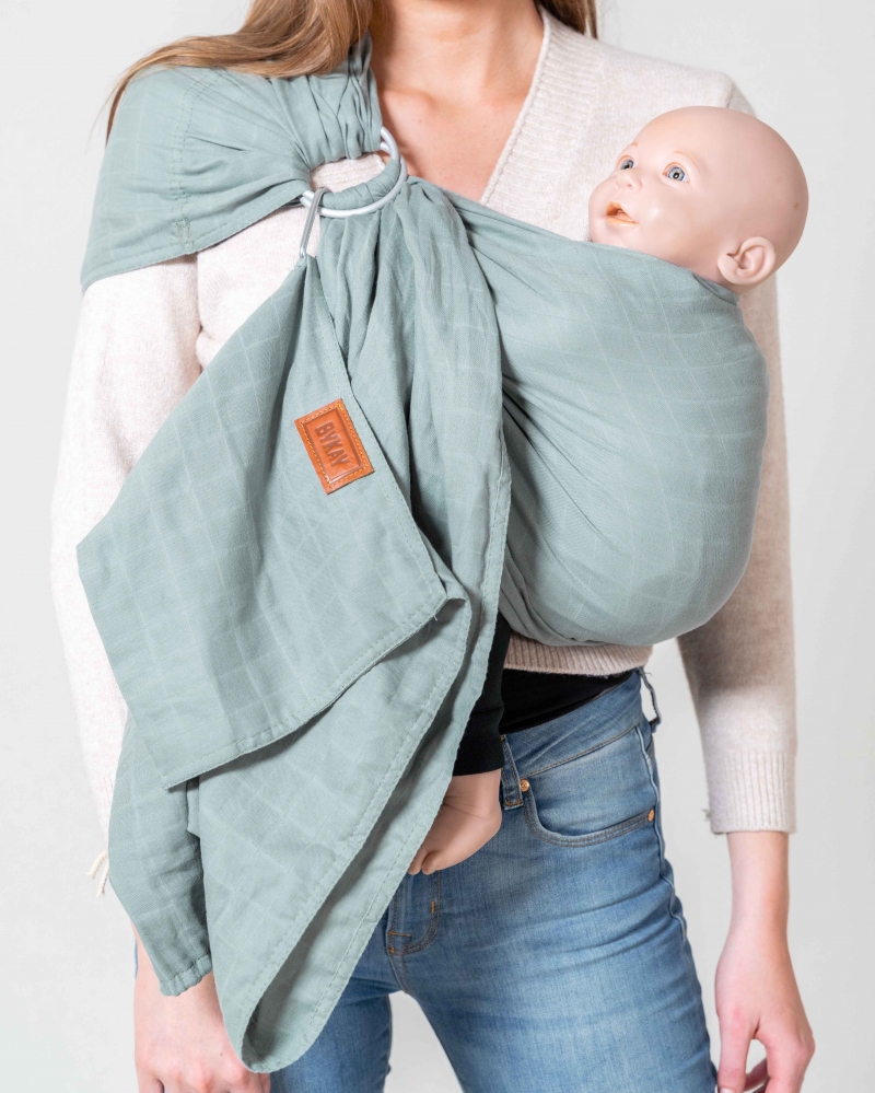 Groene bonen Omtrek Bezit Asymmetric Babycarrier | Ringsling Muslin | Colour Minty Grey • ByKay -  ByKay.com